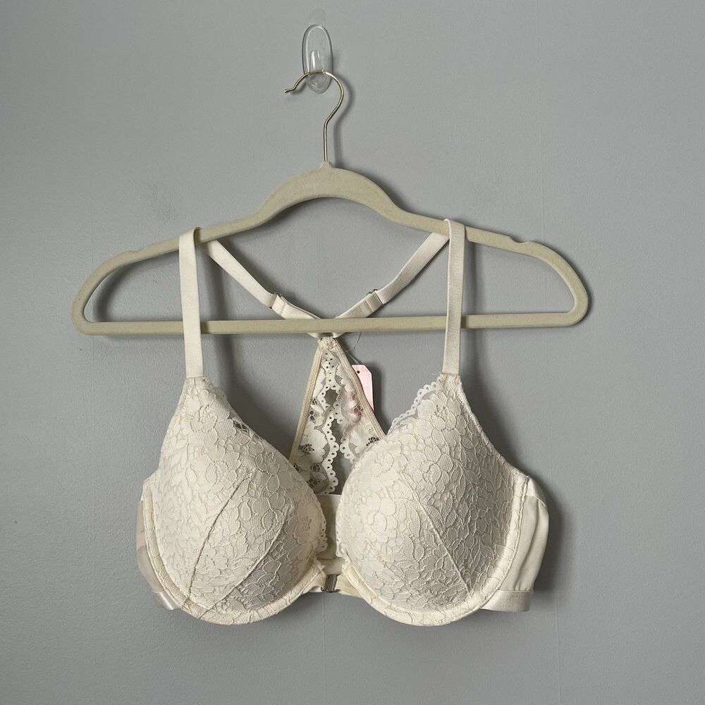 DOBREVA Ivory Lace Push Up Bra Racerback Lingerie Supportive Size 38D NWT